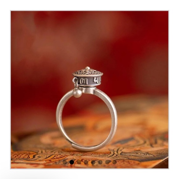 Tibetan Buddhist Prayer Wheel Mantra Ring - Picture 3 of 6